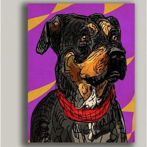 Dog art on paper 24 x 36”